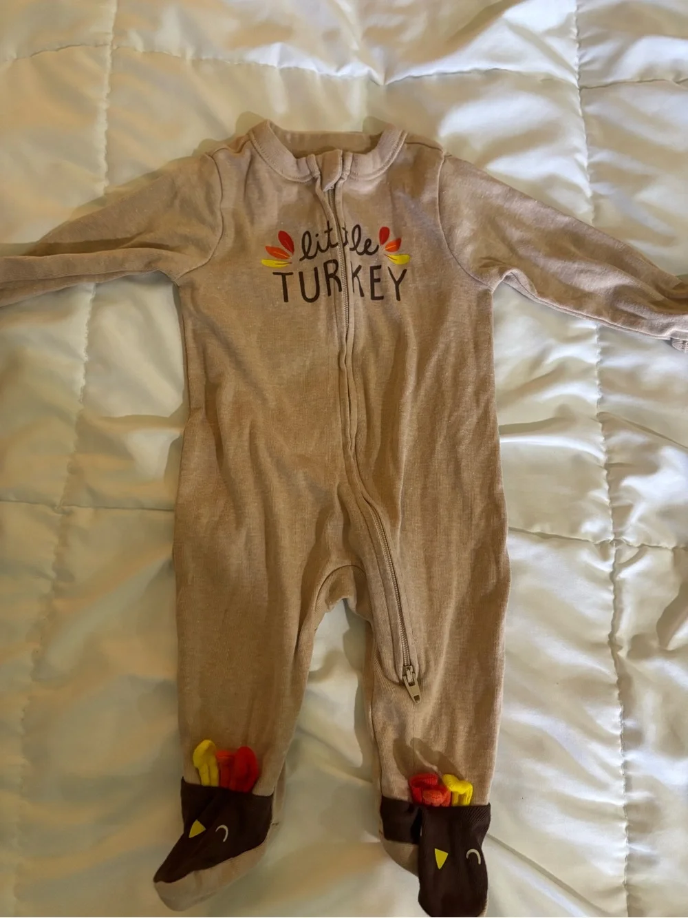 Baby Cream 'Little Turkey' One-Piece Sleep & Play Zippy